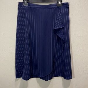 5 for $25‎ Banana Republic stripe blue faux wrap skirt